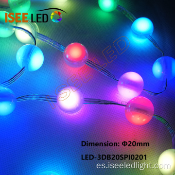 Luz LED de cadena de bola individual controlable de 20 mm de diámetro